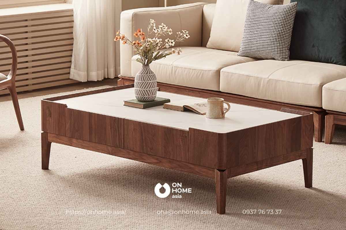 Lựa chọn bàn trà gỗ Óc Chó phụ thuộc vào kiểu dáng sof