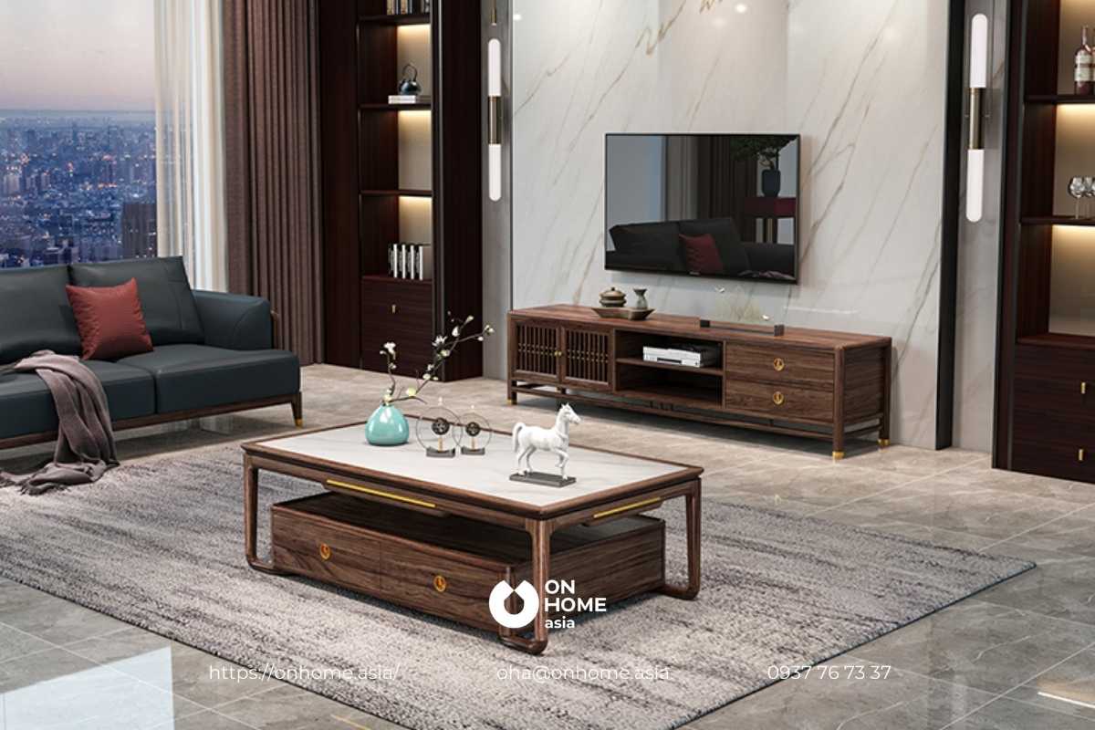Bàn sofa gỗ Óc Chó thiết kế thông minh