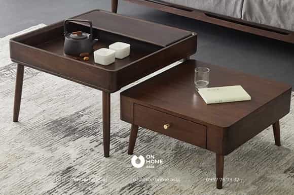 Bàn trà đôi gỗ Óc Chó cao cấp nhập khẩu