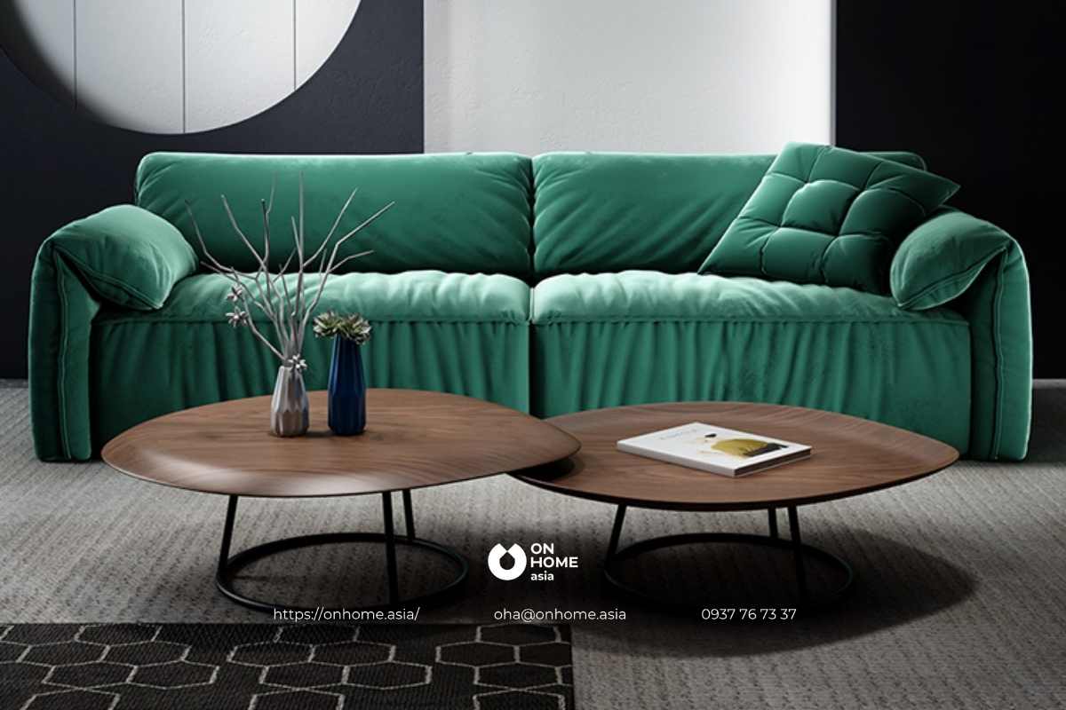 Bàn trà đôi bằng gỗ Óc Chó chân sắt đẹp