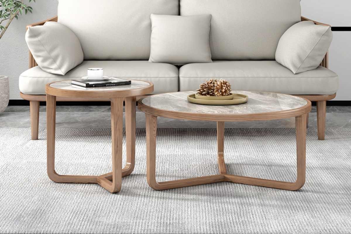 Bàn trà đôi bằng gỗ đẹp