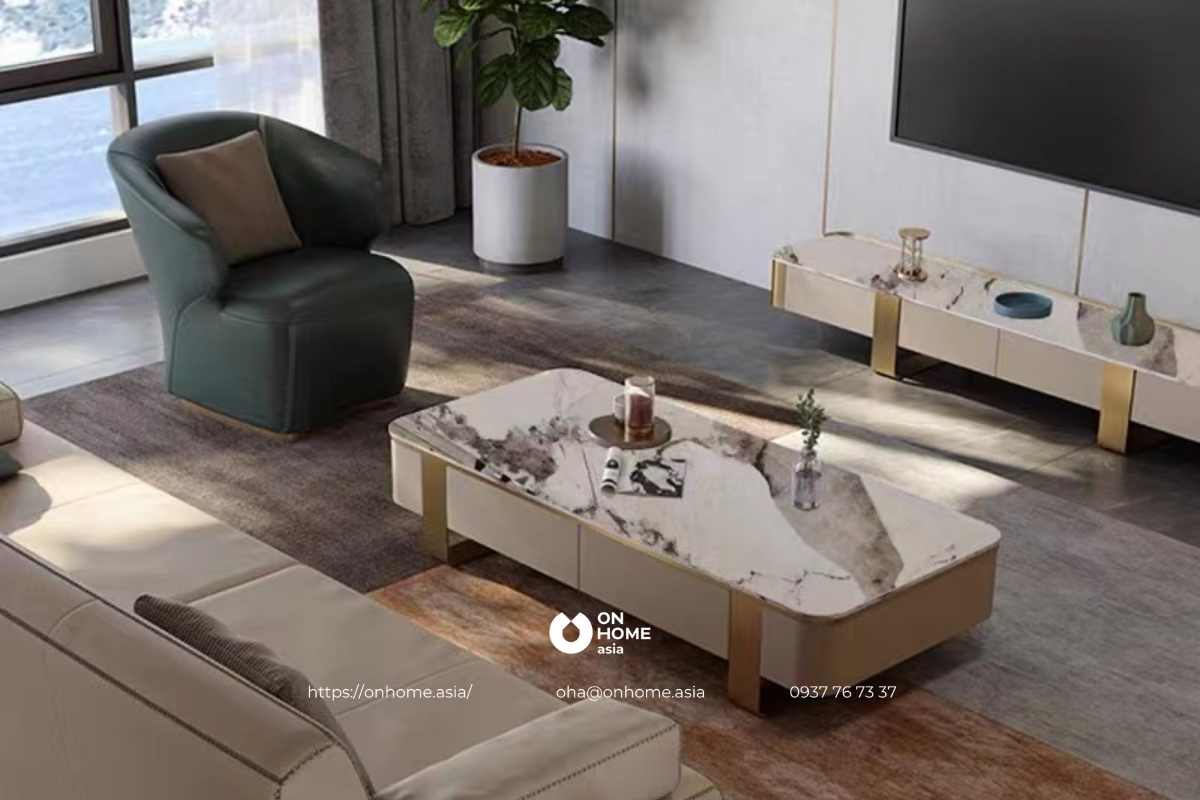 Bàn trà mặt đá cao cấp