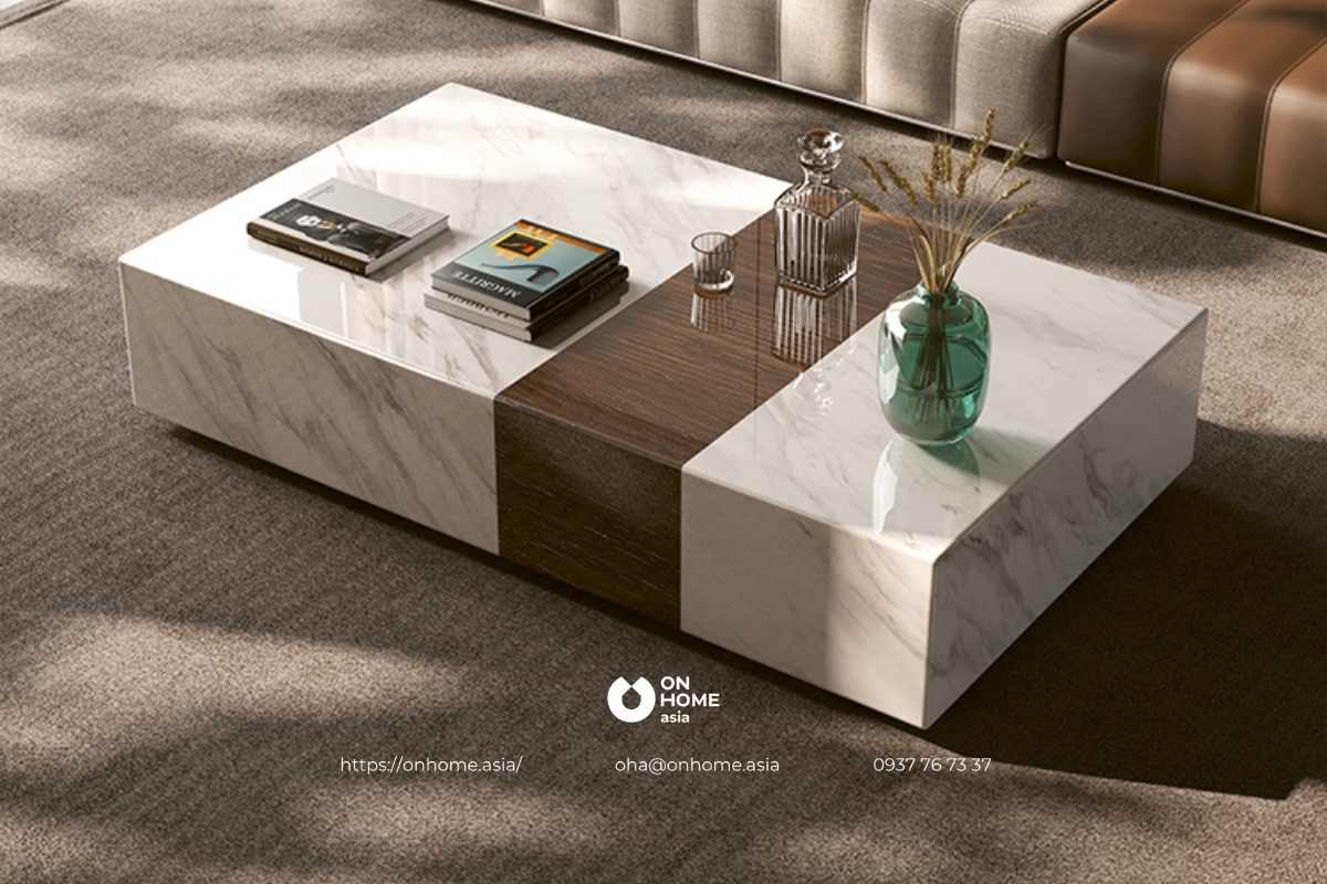 Bàn trà vuông bằng gỗ công nghiệp cao cấp