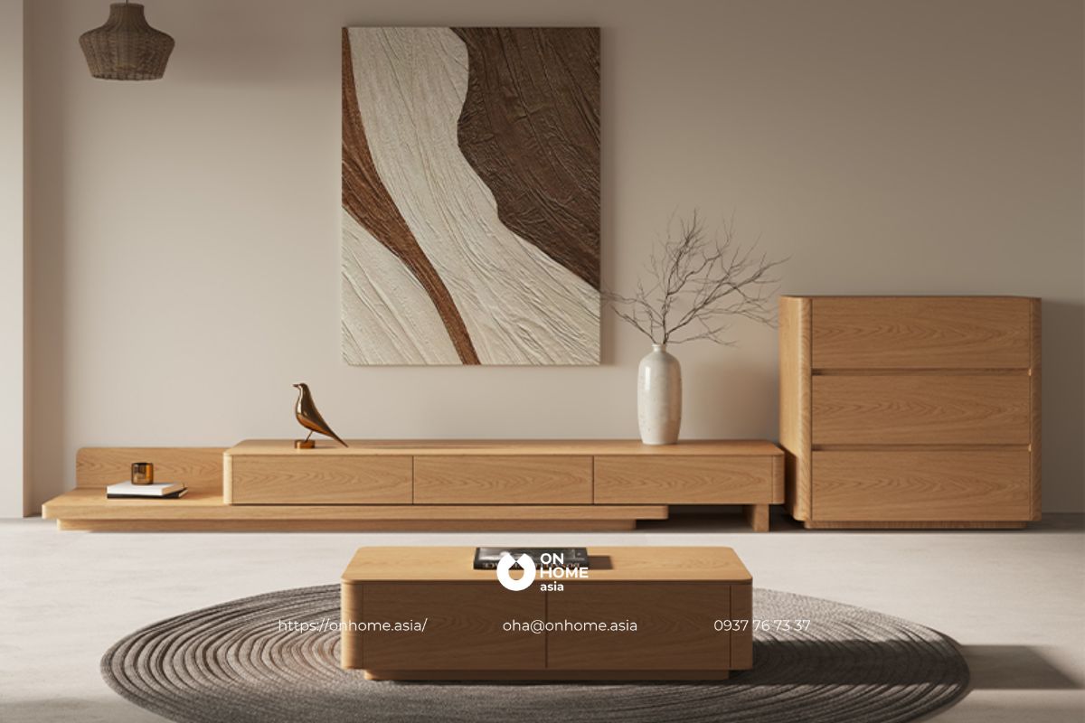 Bàn trà bằng gỗ sồi đẹp