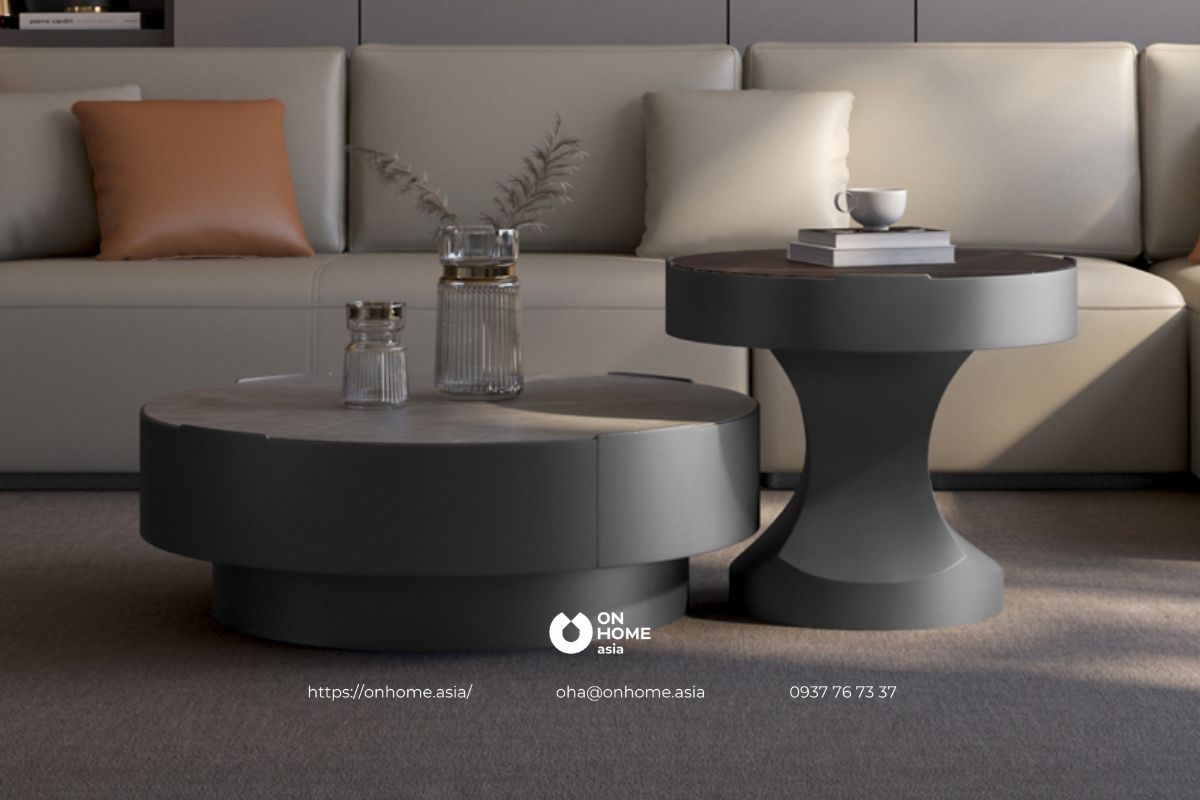 Bàn trà đôi màu xám đẹp