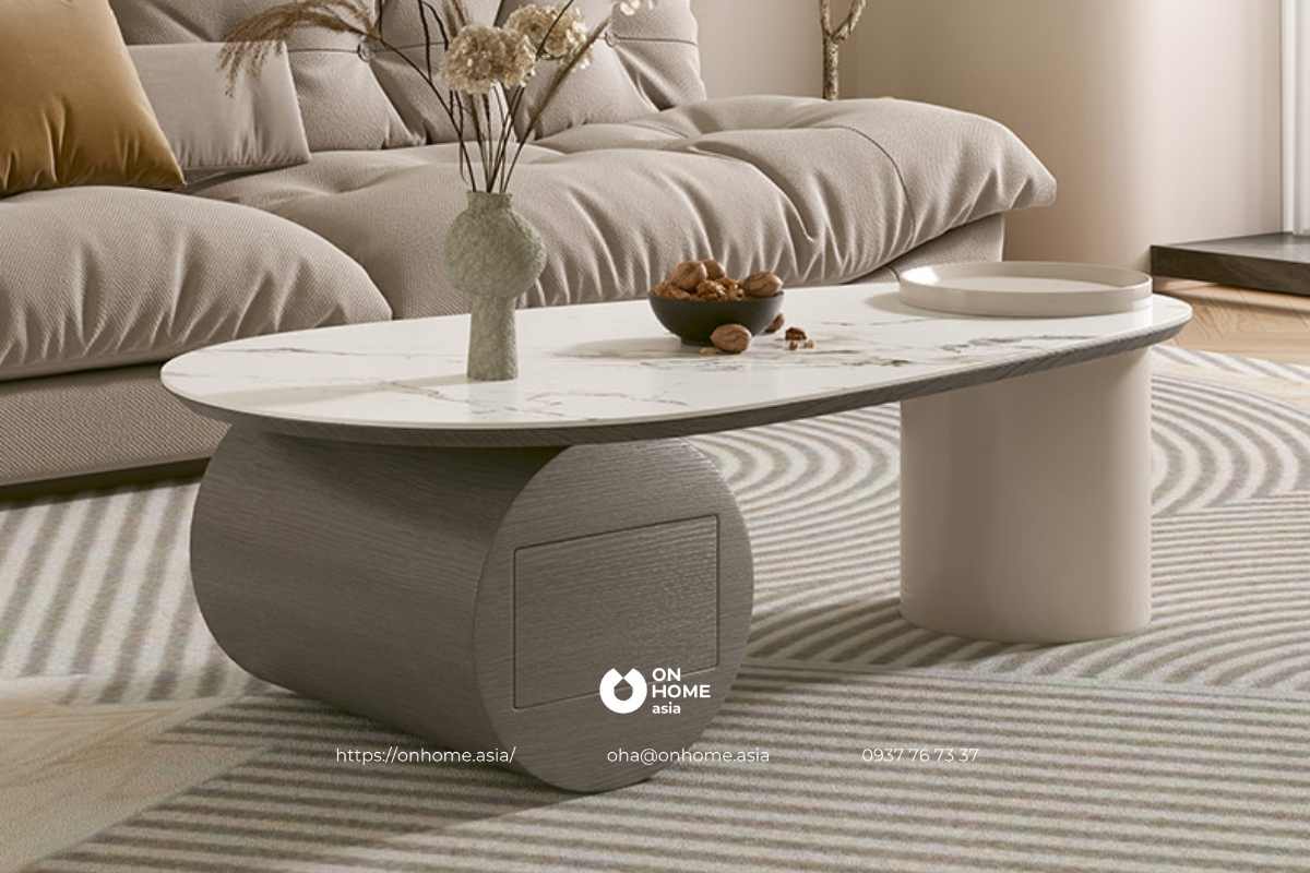 Bàn trà hình bầu dục đẹp mắt