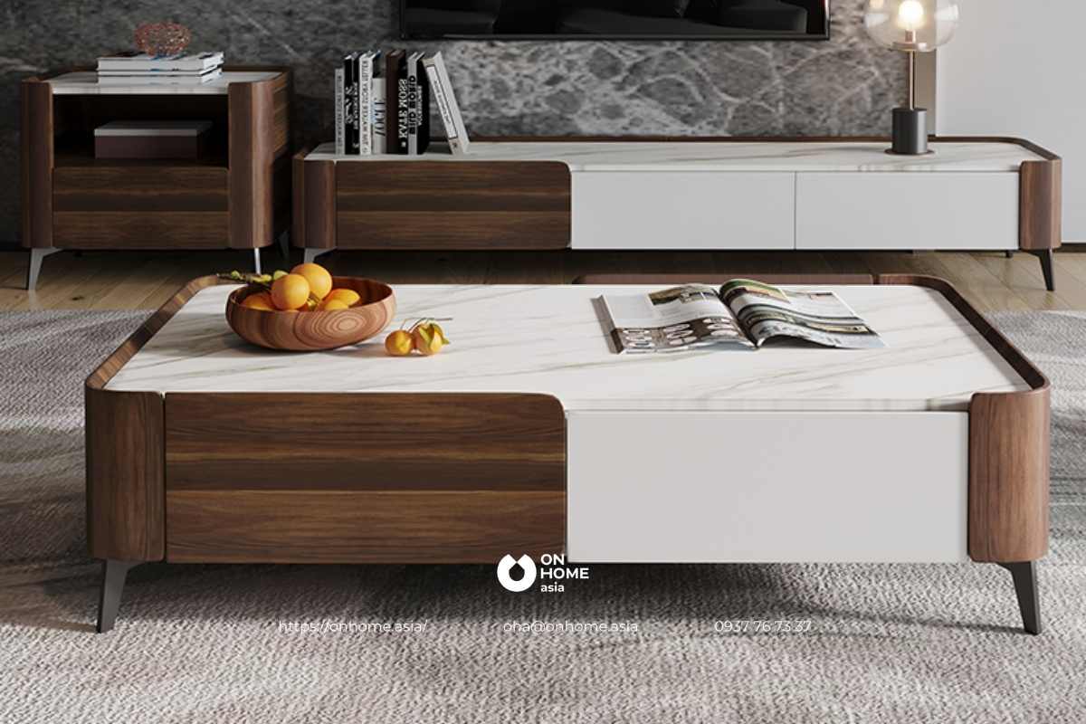 Bàn trà gỗ công nghiệp màu Socola cao cấp