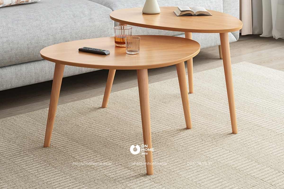 Bàn trà gỗ Sồi thiết kế nhỏ gọn, hiện đại