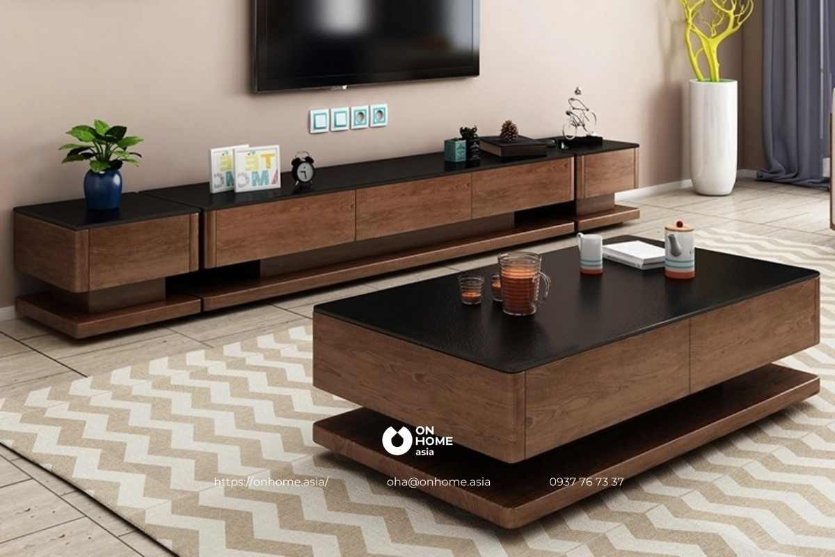 Bàn trà gỗ Óc Chó hình chữ nhật