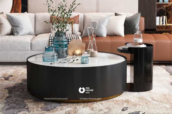 Bàn trà tròn mặt đá cao cấp nhập khẩu