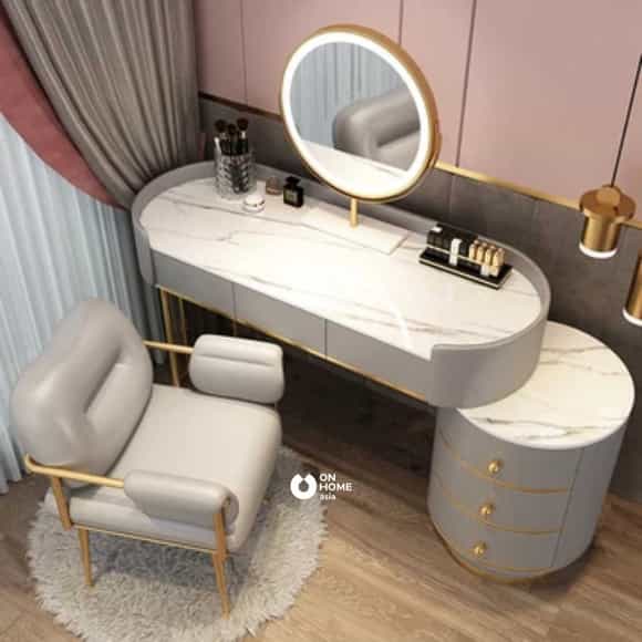 Bàn trang điểm hiện đại màu xám sang trọng.