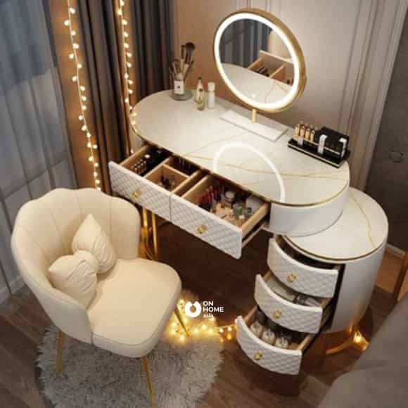Bàn trang điểm màu trắng sang trọng 