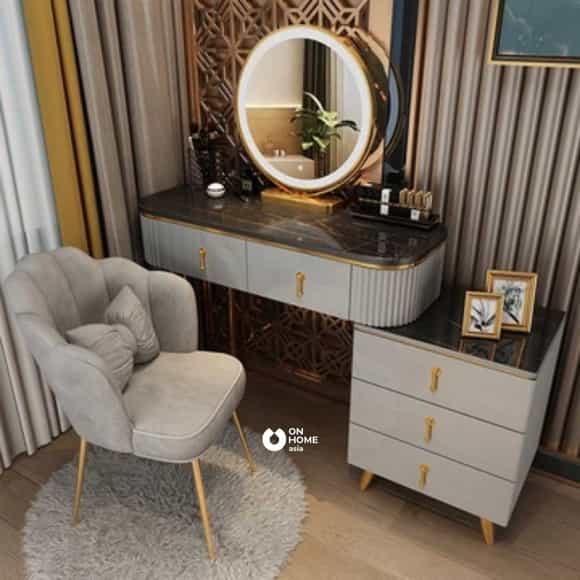 Bàn trang điểm tone xám đen 