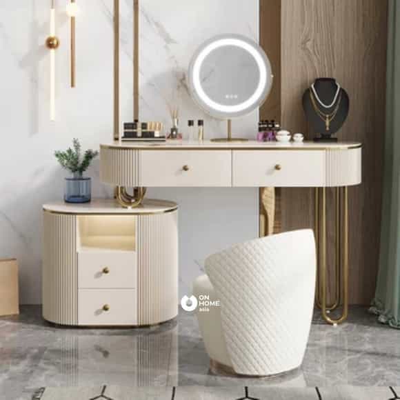 Bàn trang điểm hiện đại tone trắng