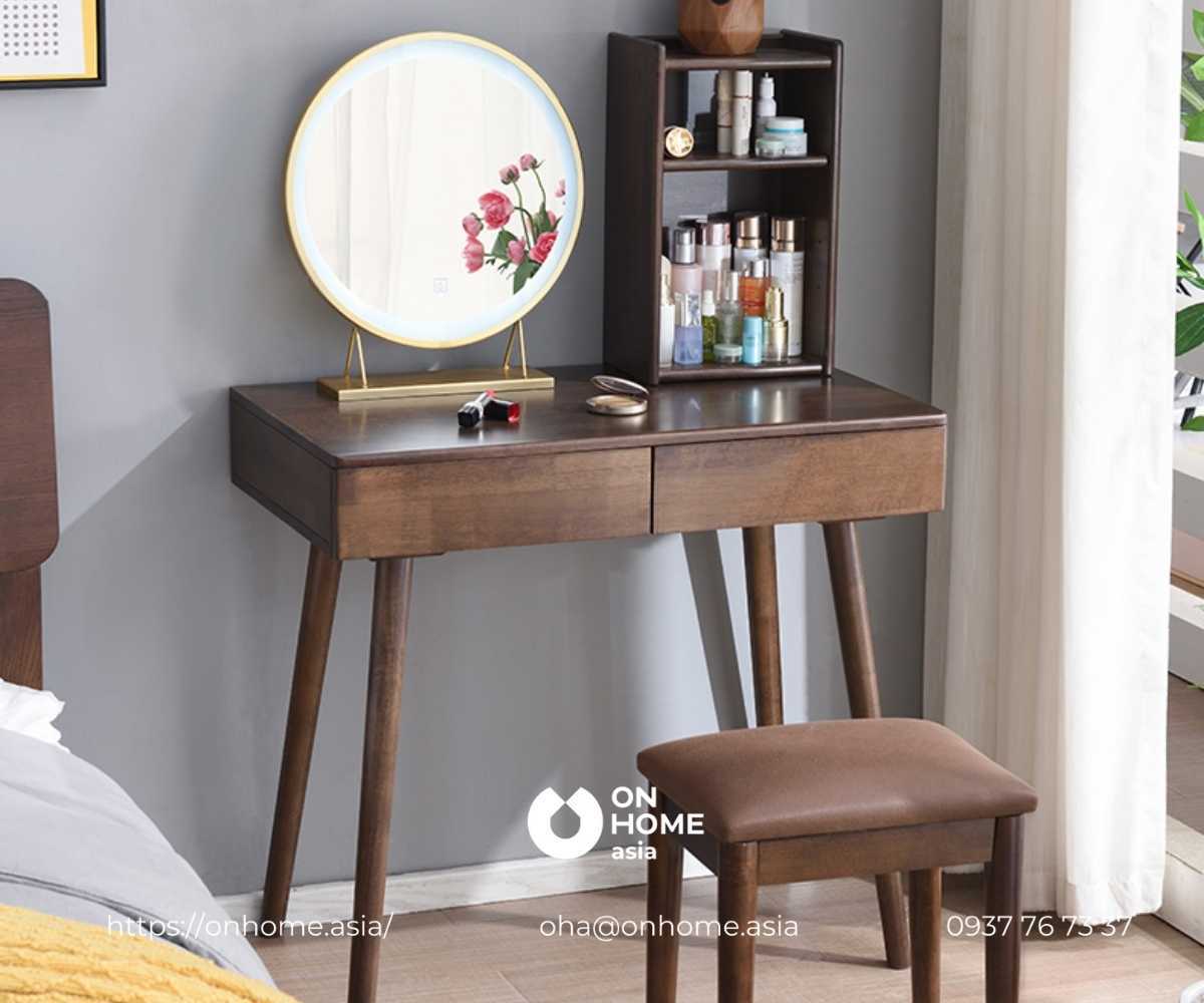 Bàn trang điểm gỗ Óc Chó nhỏ gọn