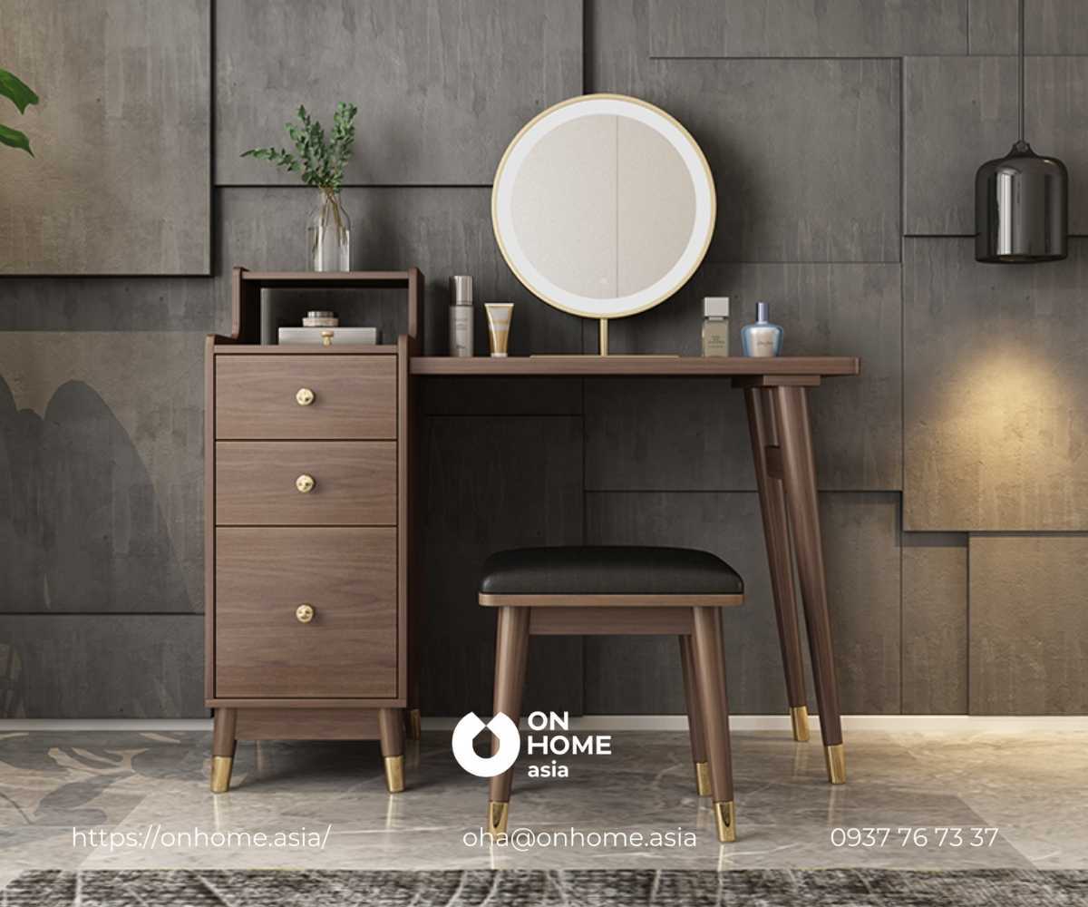 Bàn trang điểm gỗ Óc Chó đơn giản mà đẹp