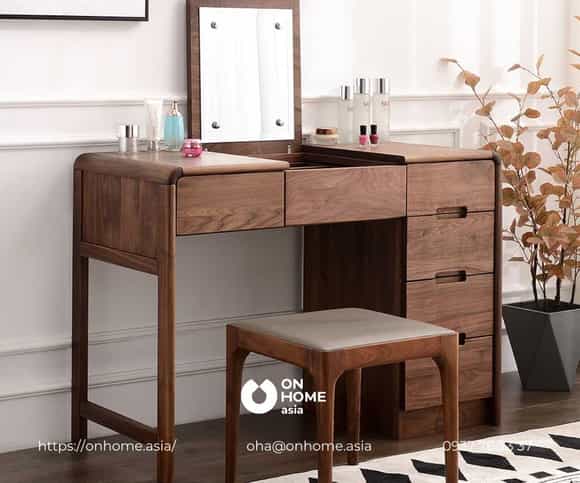 Bàn trang điểm gỗ Óc Chó gương gập cao cấp