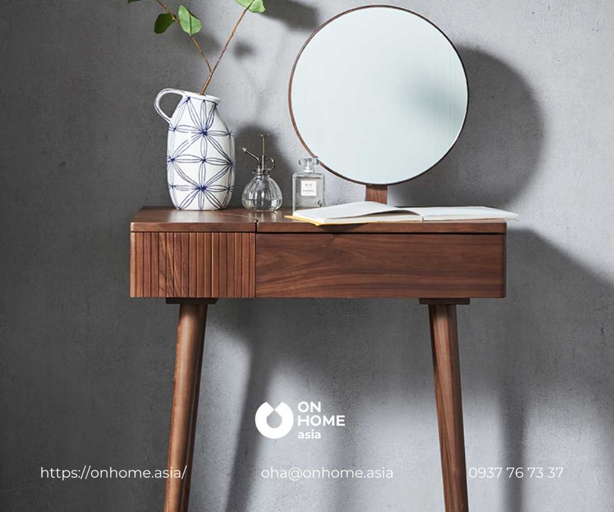 Bàn trang điểm gỗ Óc Chó nhỏ gọn, đẹp mắt