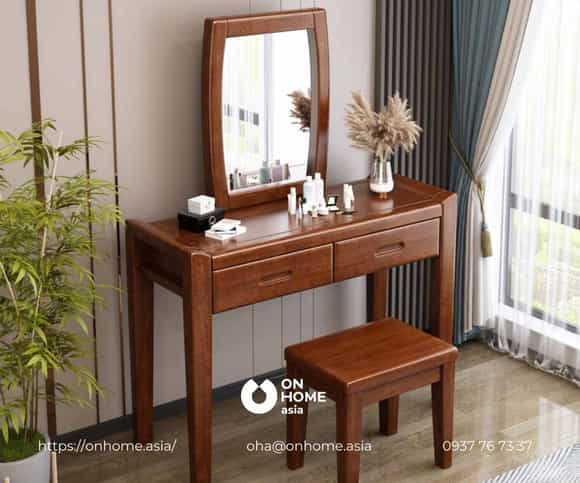 Bàn trang điểm gỗ Óc Chó đơn giản