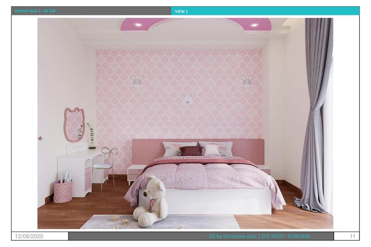 Nội thất phòng ngủ bé gai với sắc hồng ngọt ngào