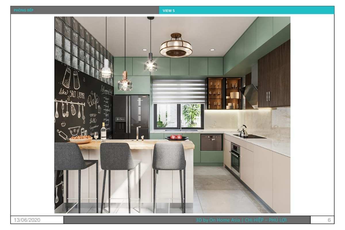 Nội thất phòng bếp nhà ống thanh lịch