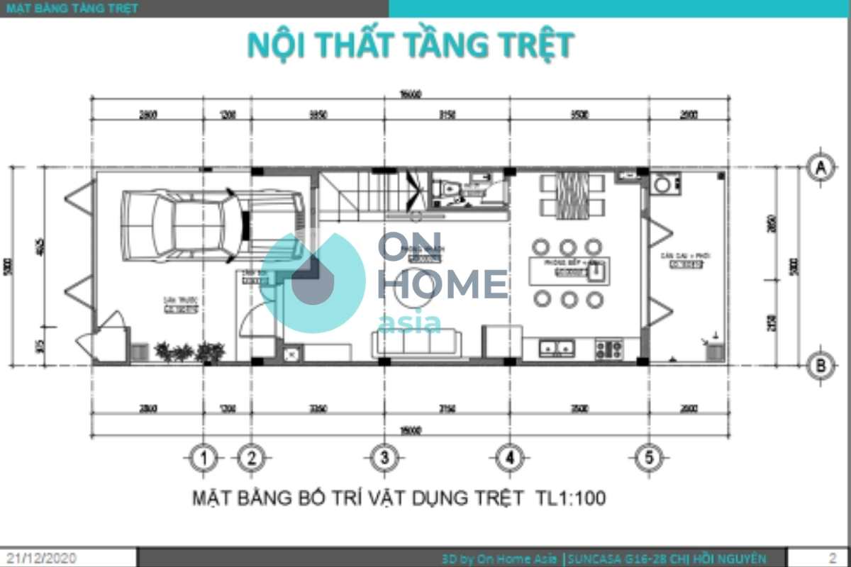 Bản vẽ thiết kế nội thất nhà phố liền kề
