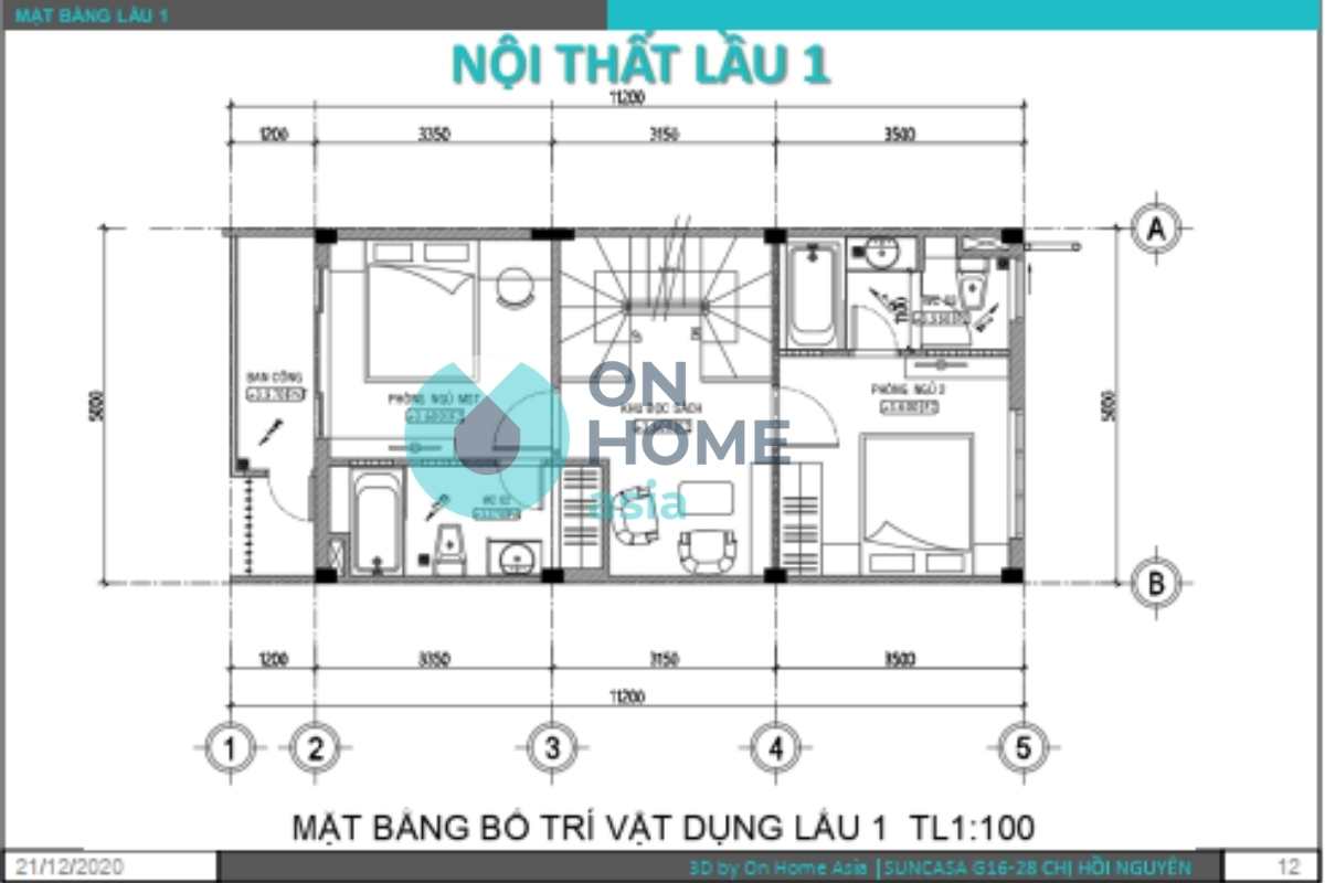 Bản vẽ thiết kế nội thất nhà phố lầu 1