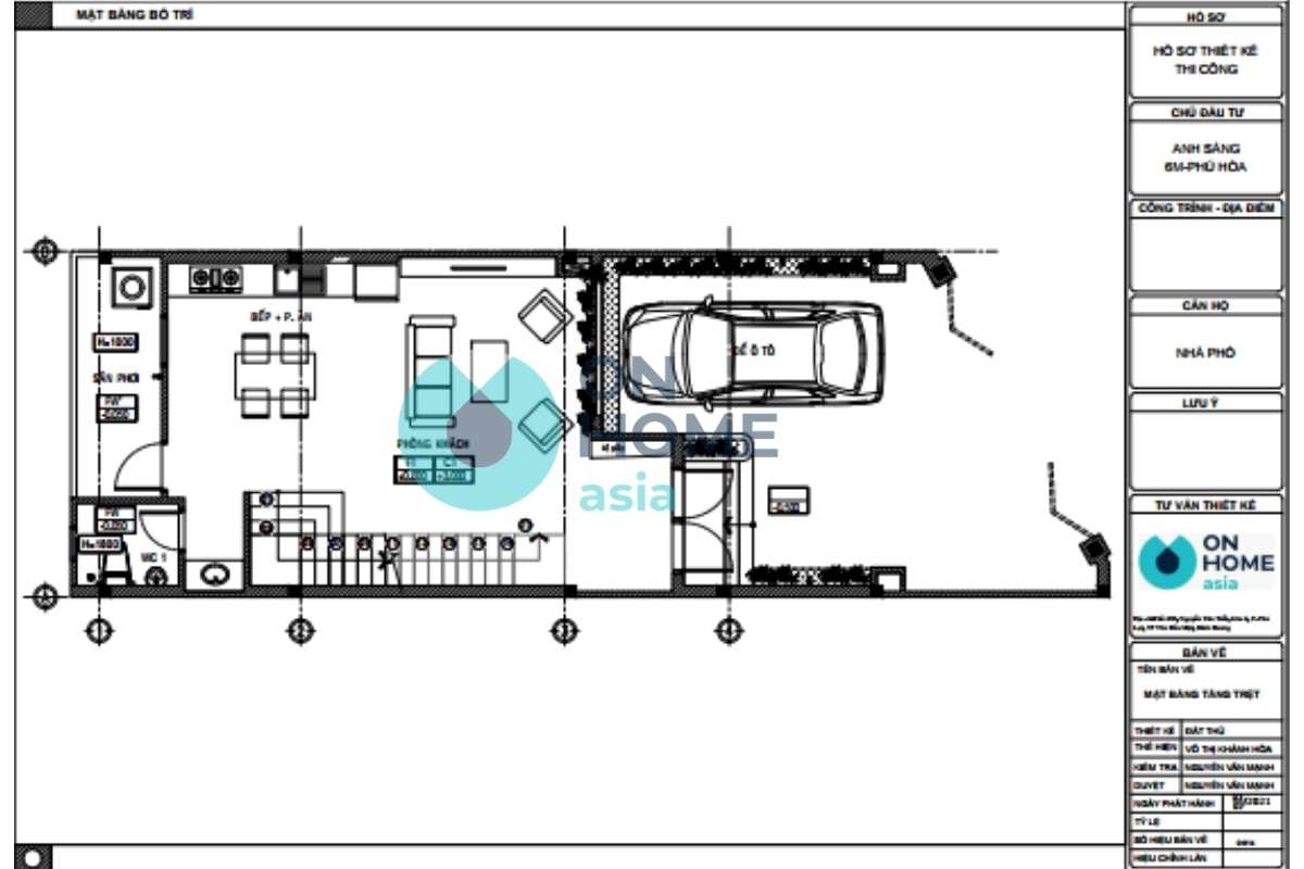 Bản vẽ thiết kế nội thất nhà phố 1 trệt 1 lầu đẹp