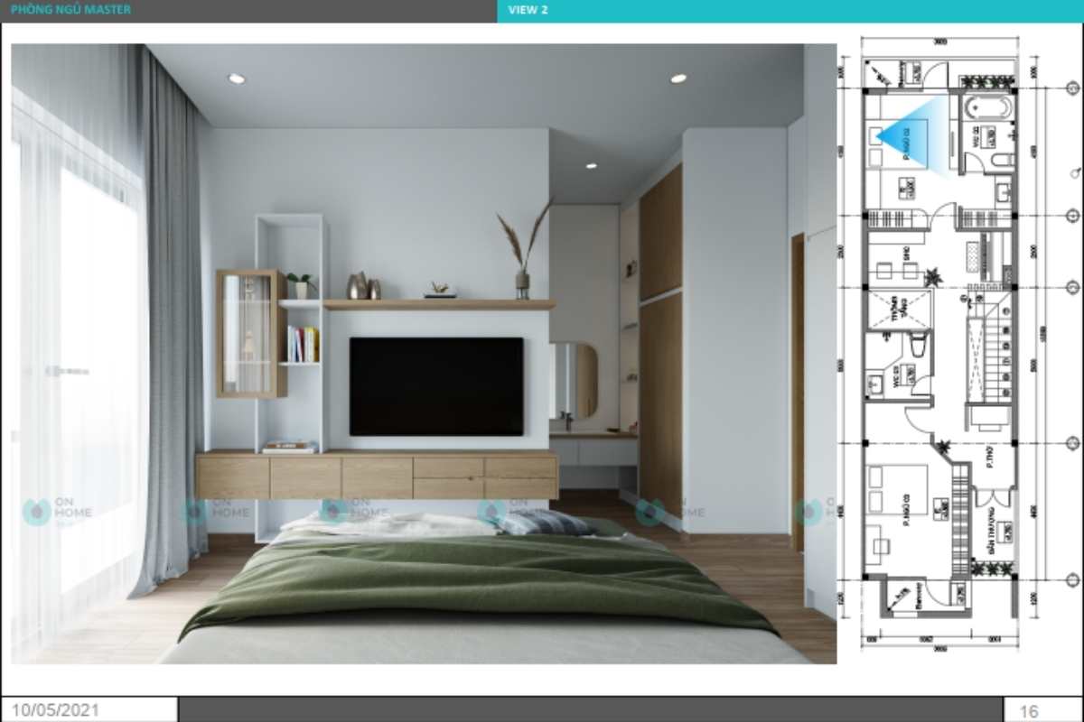 Phối cảnh không gian phòng ngủ master&nbsp;