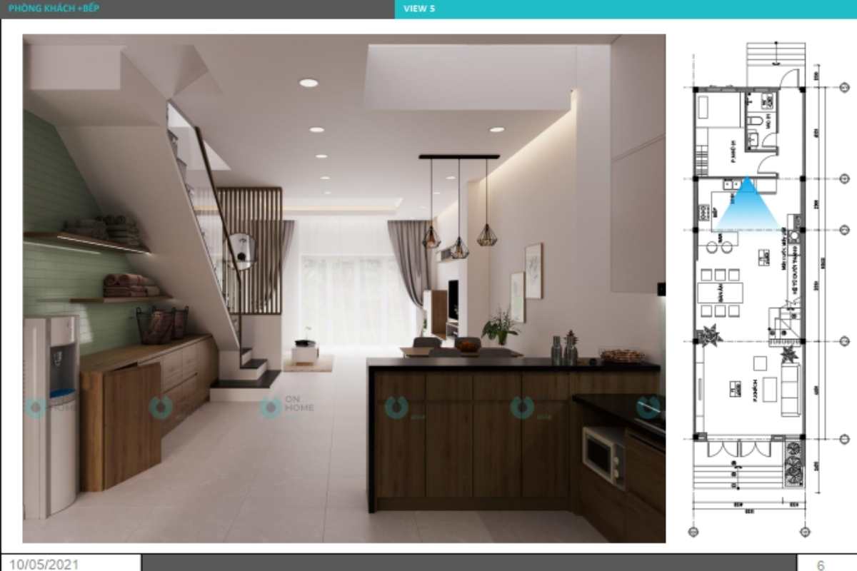 Phối cảnh một góc tủ bếp nhà phố