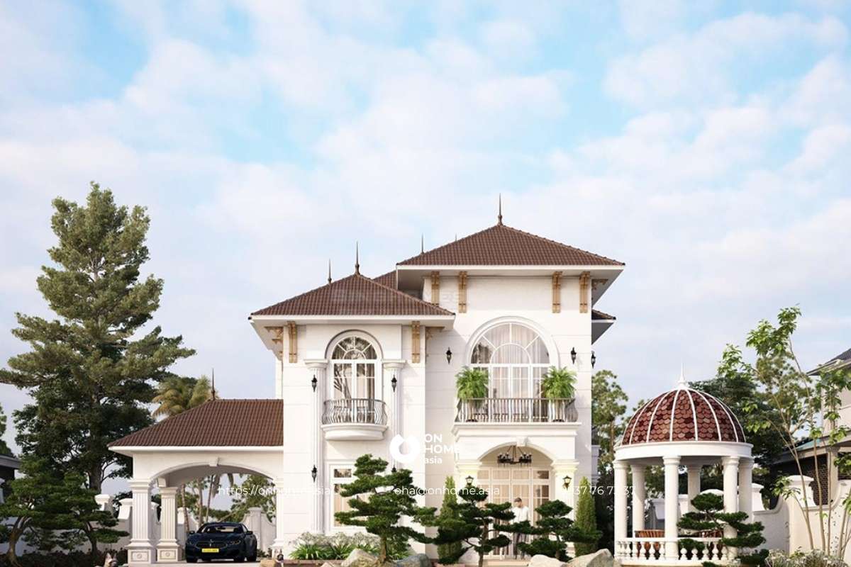 Mẫu biệt thự vườn 3 tầng mái Thái đẹp