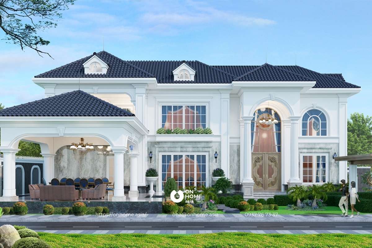 Thiết kế biệt thự 2 tầng đẹp Tân Cổ Điển&nbsp;