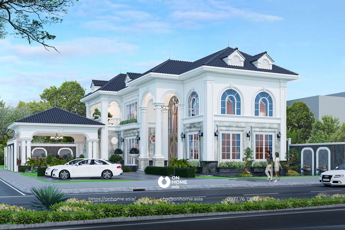 Thiết kế biệt thự 2 tầng Tân Cổ Điển mang đậm phong cách quý tộc