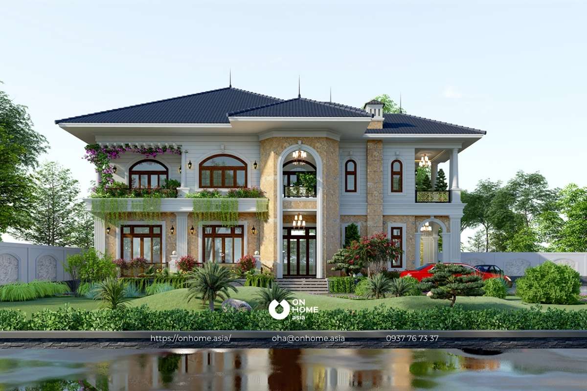 Thiết kế biệt thự 2 tầng sân vườn sang chảnh&nbsp;