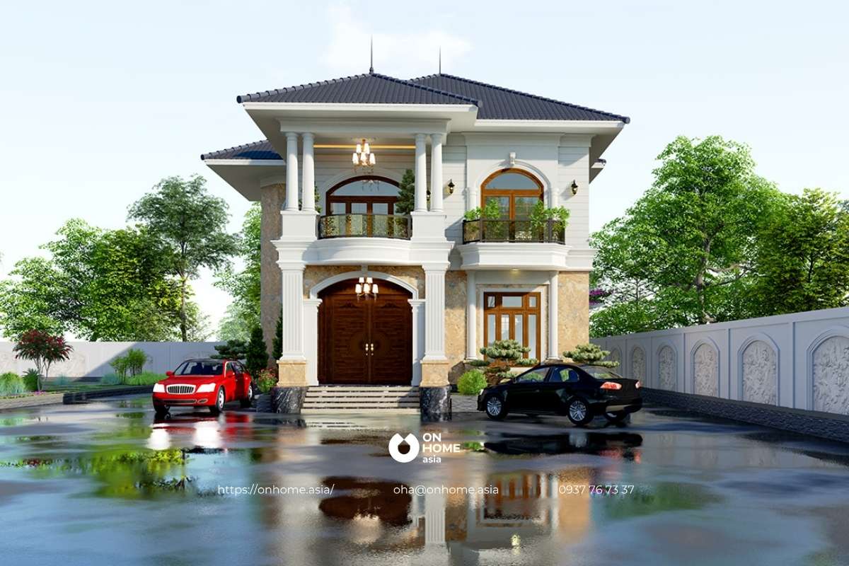 Thiết kế biệt thự 2 tầng sân vườn 2 tỷ đồng