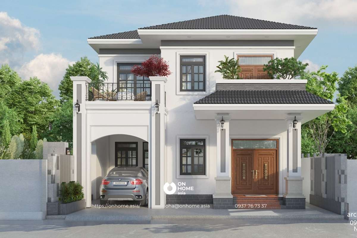 Biệt thự 2 tầng hiện đại mái Nhật ấn tượng
