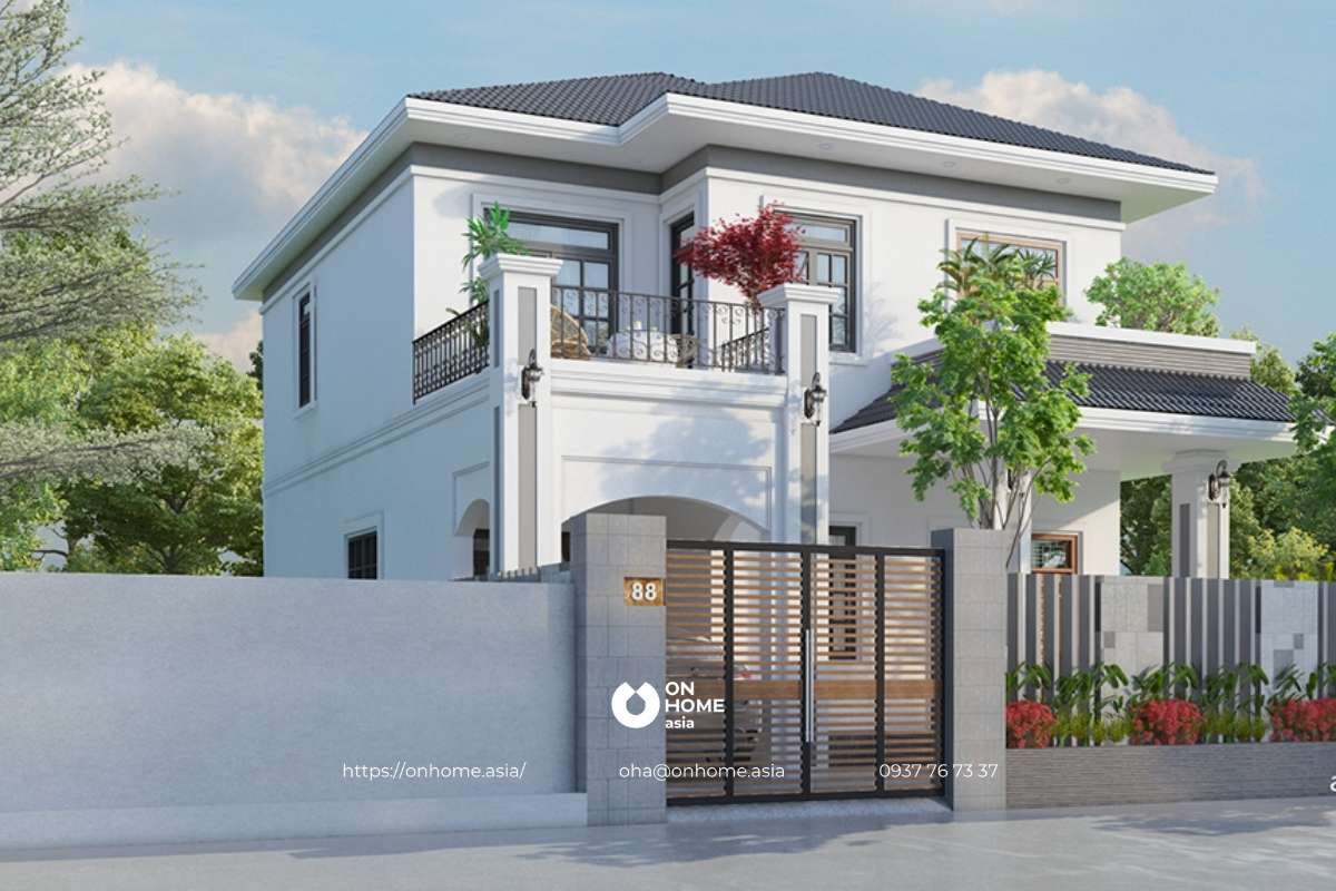 Biệt thự 2 tầng hiện đại mái Nhật