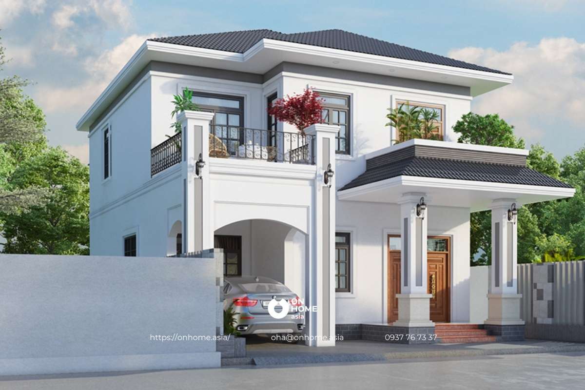 Biệt thự 2 tầng hiện đại mái Nhật đẹp