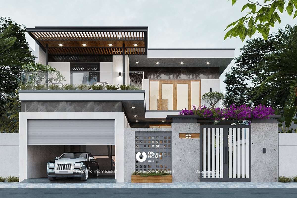 Mẫu biệt thự chữ L 2 tầng đẹp