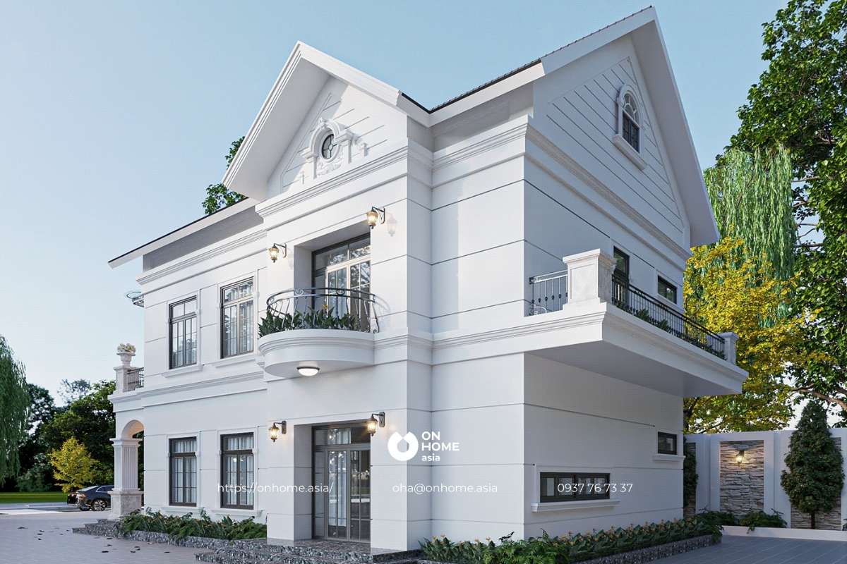 Biệt thự 2 tầng Tân Cổ Điển 3 phòng ngủ đẹp