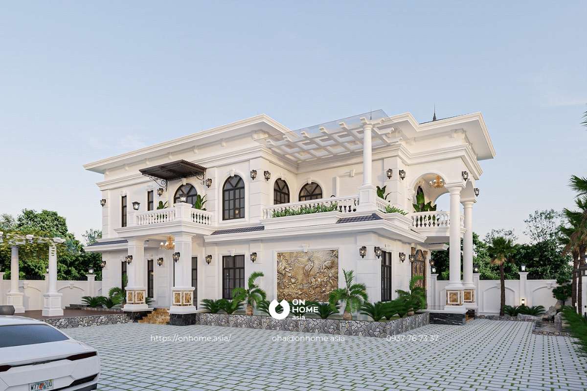 Thiết kế biệt thự chữ L 2 tầng 150m2&nbsp;