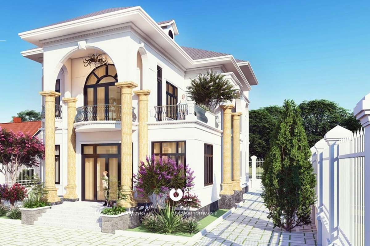 Mẫu thiết kế biệt thự 2 tầng đẹp phong cách Pháp ấn tượng