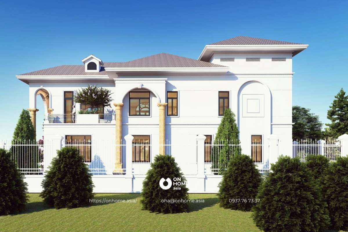 Mẫu thiết kế biệt thự 2 tầng kiến trúc Pháp ấn tượng