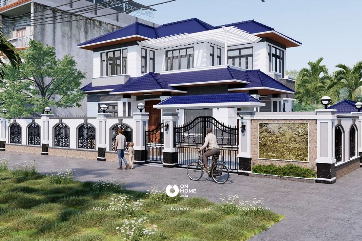 Thiết kế biệt thự 2 tầng chữ L đẹp