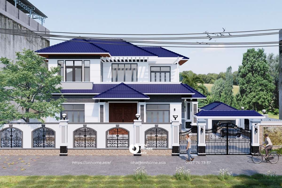 Thiết kế biệt thự 2 tầng chữ L đẹp, cuốn hút