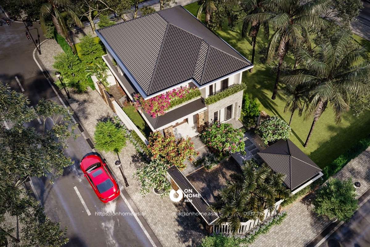 Mẫu nhà biệt thự 2 tầng mái Nhật đẹp