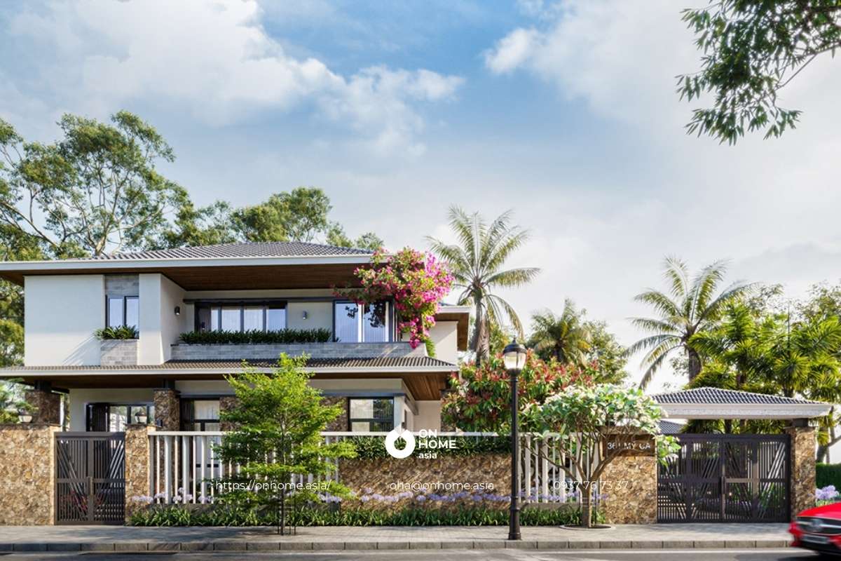 Mẫu nhà biệt thự 2 tầng mái Nhật đẹp