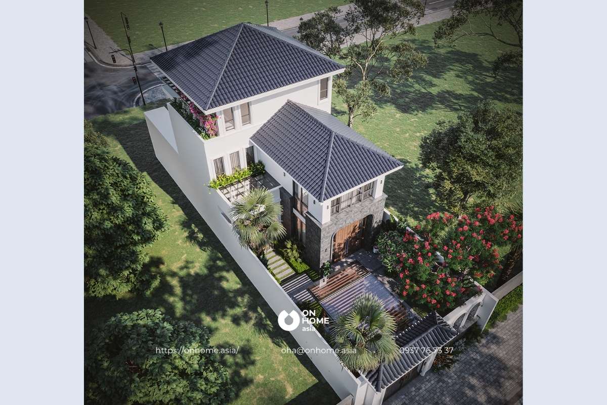 Biệt thự mái Nhật 2 tầng sang chảnh