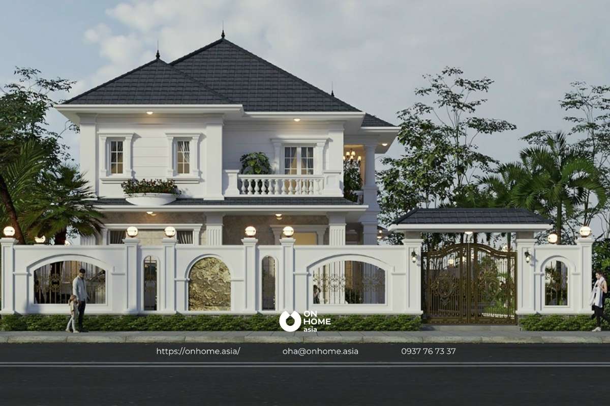 Thiết kế biệt thự 2 tầng Tân Cổ Điển sang chảnh