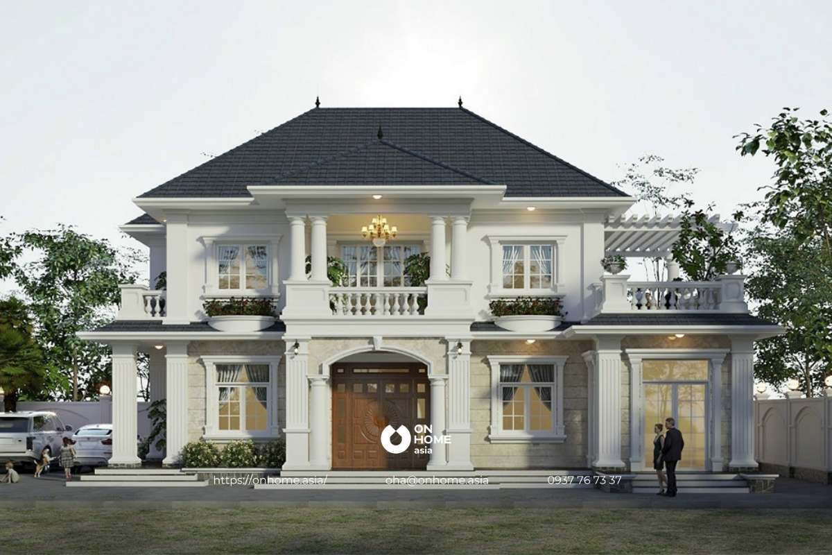 Thiết kế biệt thự 2 tầng Tân Cổ Điển 4 phòng ngủ sang chảnh